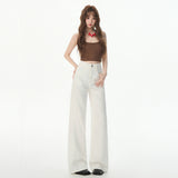 Summer Explosion White Rystal Laisier Jeans Thin High-Waisted Tug Straight Loose Ice Silk Pants