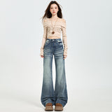 Mike & Blue Cowboy Swear Women 2026 Spring New Reliforce Design Rebar Low-Rise Horned Horned Pants