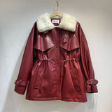 Large-Size Lady Wears 2025 New Fat Sister Fashion Temperament Lumbar Fur Locomotive Plus Velvet Coat