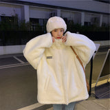 Milk Sweet Top Women's Winter Lamb Wool Coat Female White Plush Coat Wearing Women's Fashion Student Dress