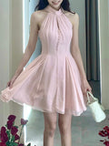 Desire Zurich Pure Desire Hanging Neck Ribbon Dress Women's Summer New Sleeveless Short Dress