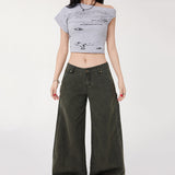 Micro-Razhu Sailwork Jeans Spring And Summer New High-Waisted Loose Broad-Legged Trousers Women Kaqi Dress Trousers
