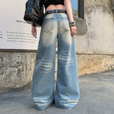 2026 Spring Dress New Wide Leg Pants Women's Jeans Straight Trousers Vintage Blue Denim Trousers Lengthed
