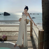 Sanya Seaside Holiday Dress 2025 New Summer White Sling Sling Temperament Slim Skinny Dress