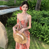 Romantic Flowers 2025 New Temperament Thin Niche High-Grade Tie Dye New Chinese Dress Women's Summer Vacation