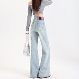 Vintage High-Rise Elastic Horn Jeans Women 2026 New Slimming Without Leg Thin Mop Trousers