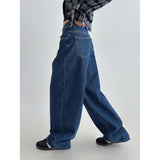 Classic But Time To Set The Basic Simple Denim Trousers High Waist Shade Across The Thin Wash Water Blue Broad Leg Straight Trousers
