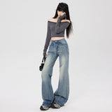2025 Autumn New Retro Low-Rise Bamboo Pattern Design Does Not Stick To Leg Thin Horn Trousers Trousers Trousers Trousers
