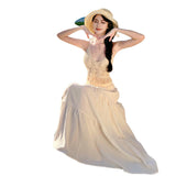 2026 Holiday Wind Beige Cotton Slinging Skirt Suit This Year's Popular Cotton Tampicure Natural Sense Two Sets