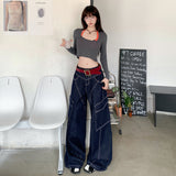 Vintage | Slash Design | Wide-Legged Denim Trousers Cownim Trousers