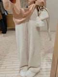 You/Princess Please Buy Knitted Trousers High-Sense Sesame Point Double-Sided Woven Method ~ Set Straight Barrel Hanging Long Pants