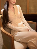 LP Old Money Knitting Set Classic Pit Strip Open Shirt + Linen Trousers
