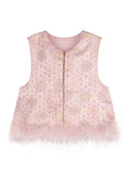 New Chinese Style Camel Bird Hairy Vest Early Autumn Heavy Pink Collar