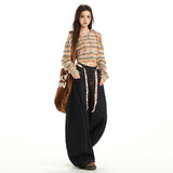 Black Golden Lan Scissor High Street Loose Broad Leg Three-Dimensional Cut-Shaped Silhouette Wash Jeans Drag Floor Trousers