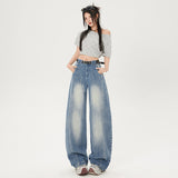 Vintage Sickle Jeans Spring 2025 New High-Waisted Loose Banana Trousers Design Tug Wide Leg Trousers
