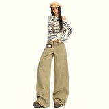 Autumn Thin Women's Kaqi Color Wide-Legged Jeans New Design Sense Loose Straight Cutter