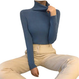High-Necked Sweater Women 2025 Autumn And Winter Yangqi Inside A Knitted Bottom Shirt Long-Sleeved Cover Solid Color Top Women's Clothing